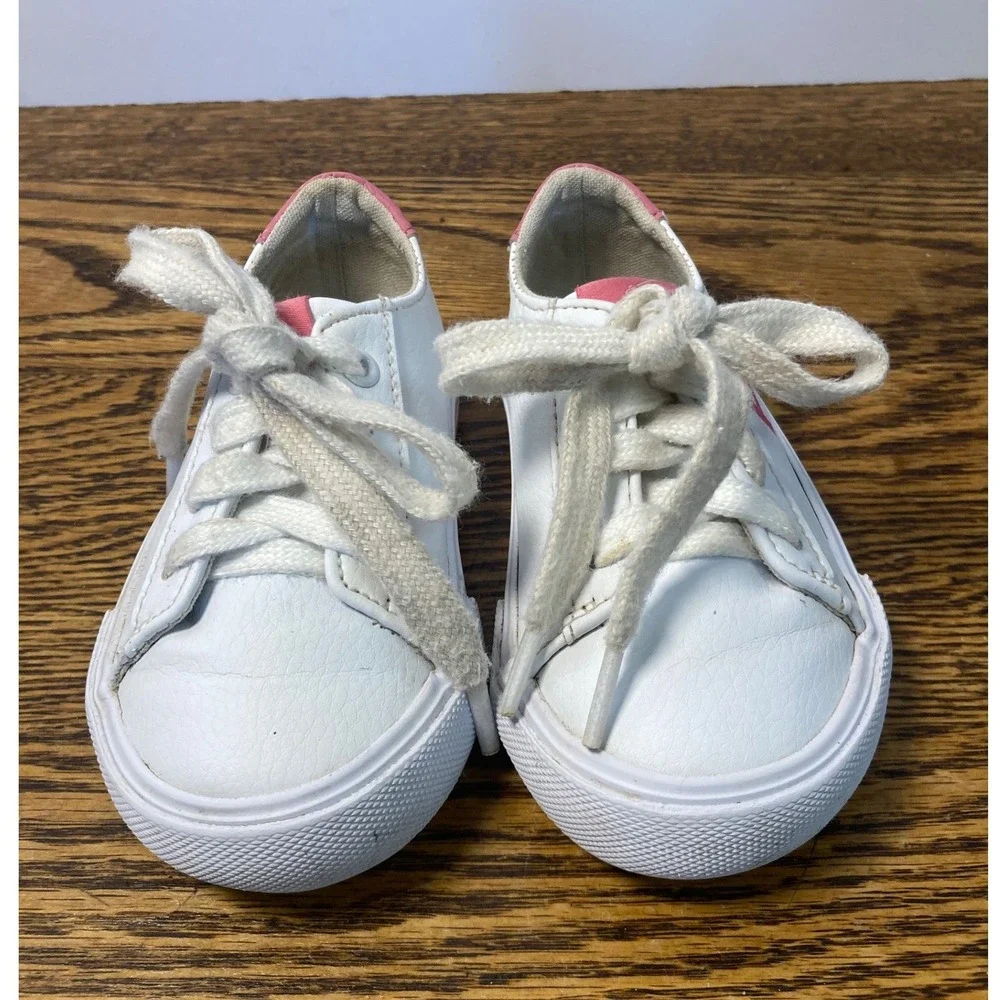 Polo Ralph Lauren Fantor Big Logo White Pink Toddler Sneakers Size 5 RFS11308